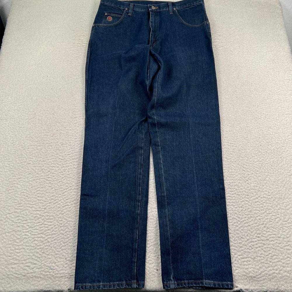 Twenty X Wrangler Jeans Mens 36x35.5 Original Fit Straight Leg Cowboy Denim Blue